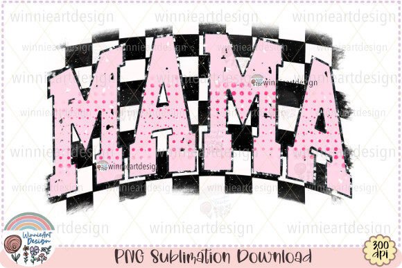 Download Mama Retro Checkered Pink Mom Life PNG - Mom life Collection