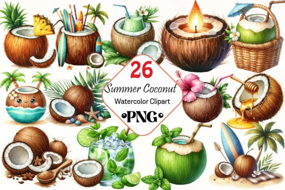 Download Summer Coconut Sublimation Clipart - Coconut sublimation Collection